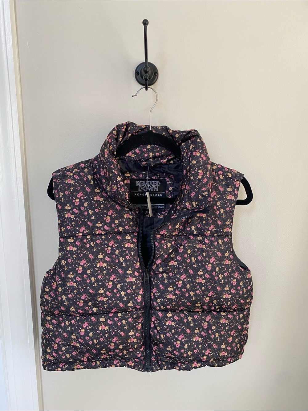 New Womens Autumn Floral Aeropostale Remixed Down Puffer vest SZ small